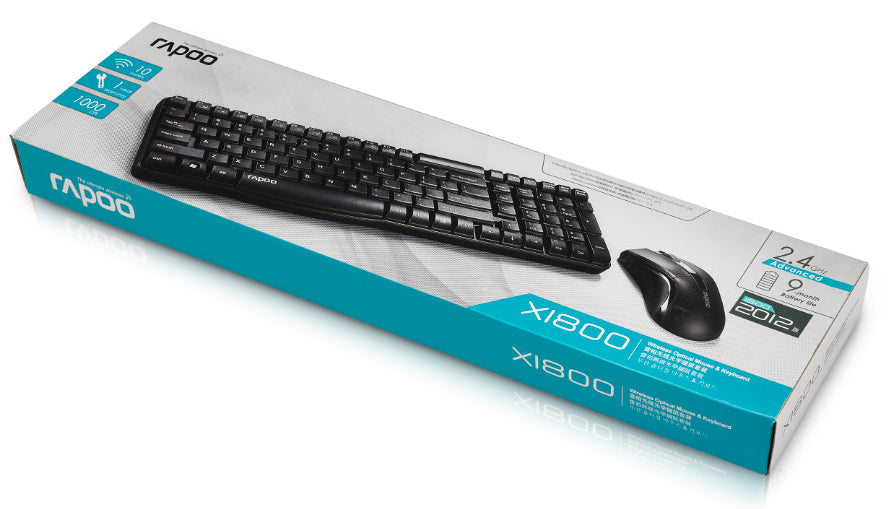 Rapoo X1800 – Tastatur-Maus-Set – Mechanisch – 2,4 GHz USB-A – QWERTZ (DE) – Schwarz