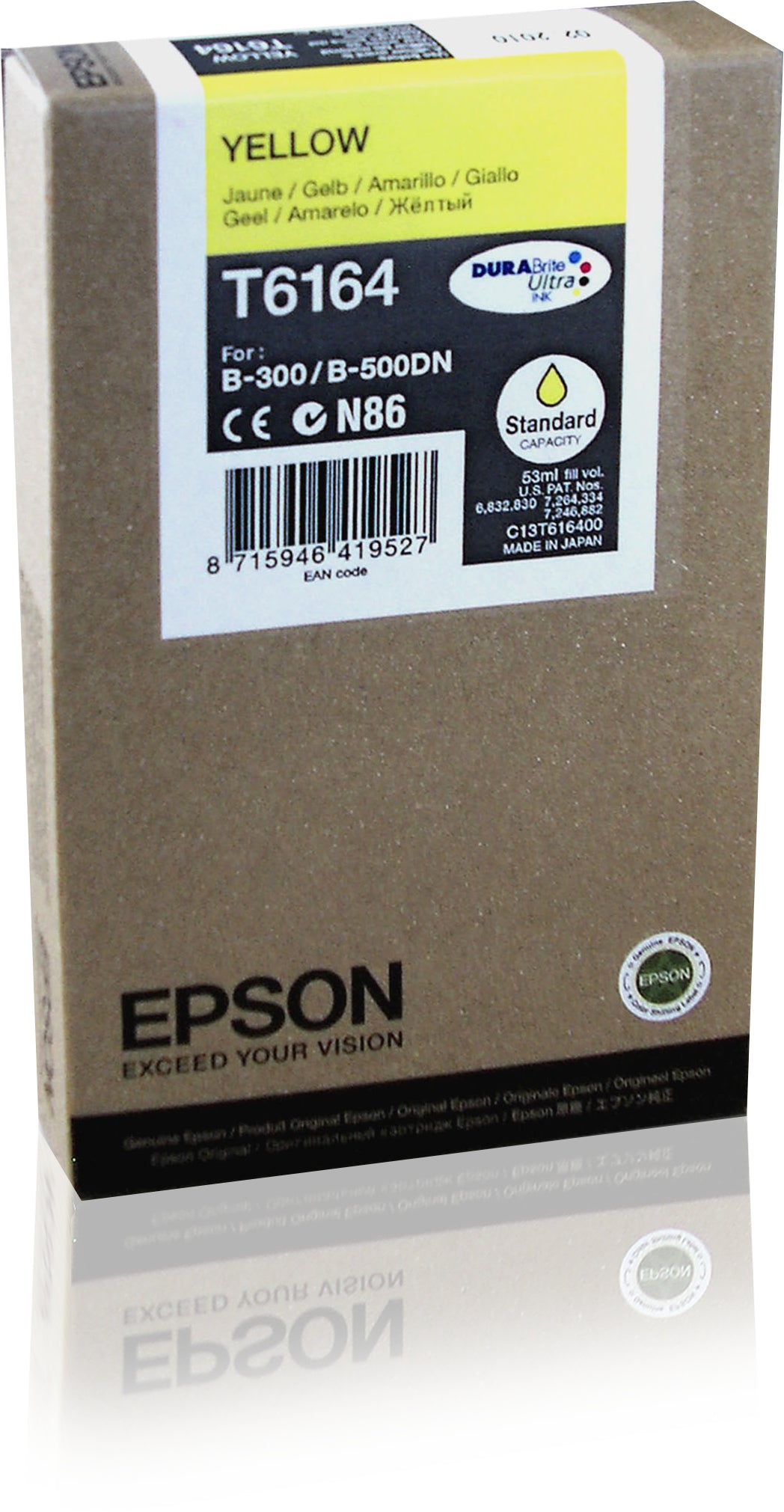 Epson Tintenpatrone T6164, Gelb, 3'900 Seiten