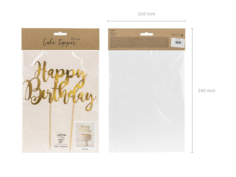 PartyDeco Party-Piekser Happy Birthday – Gold – 22,5 cm – Papier – 1 Stk