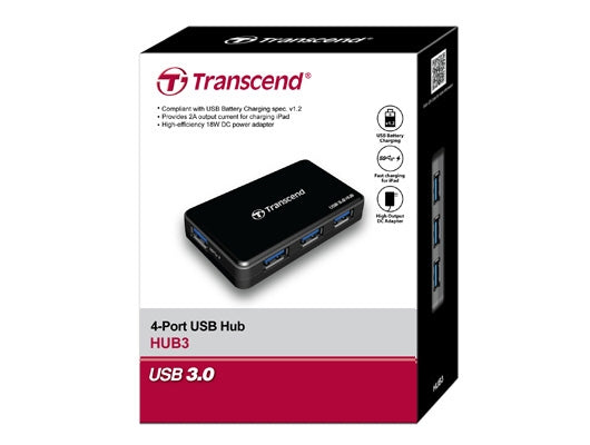 Transcend HUB3 USB-Hub – 4× USB-A, für Windows/Mac/Linux