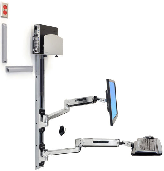 Ergotron LX CPU HOLD MED – Zubehör: CPU-Halter, Medium – für LX SitStand Wandsystem, Silber