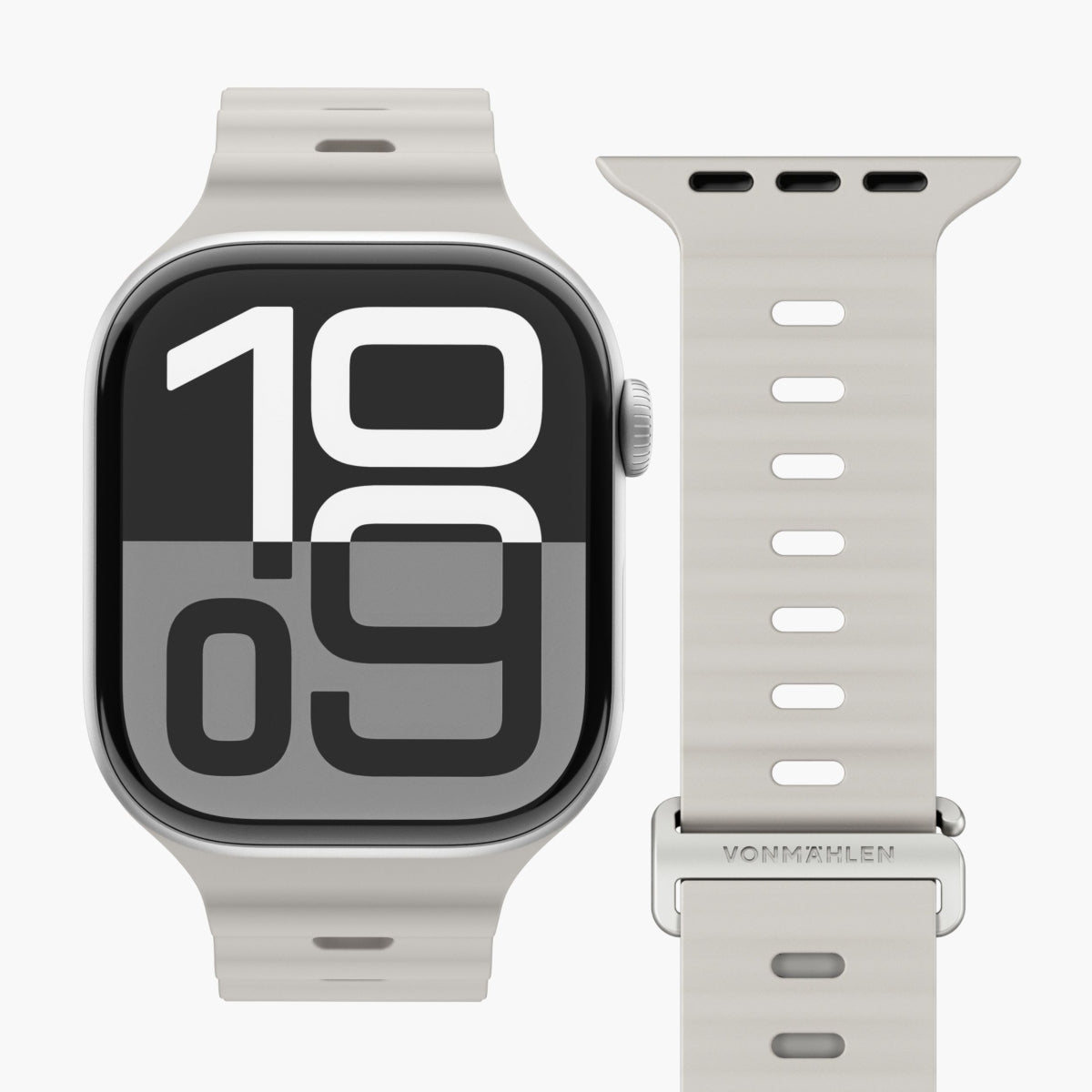Vonmählen Wave Band 2 – Silikon, Cremefarben, für Apple Watch 40/41/42 mm