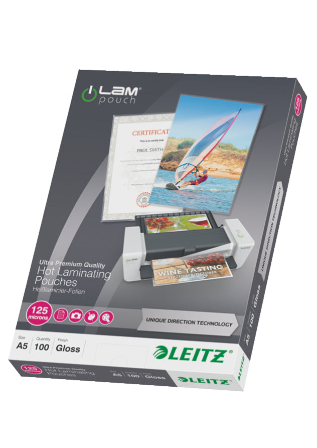 Leitz iLAM UDT Laminierfolien A5, glänzend – 125 µm, 153 × 216 mm, 100 Stk.