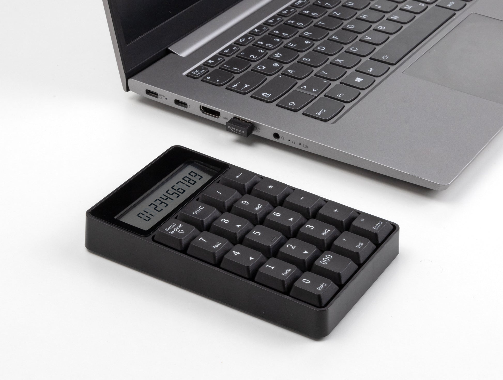 DeLOCK 2-in-1 – Nummernblock – 2,4 GHz USB-A (Nano-Empfänger) – mit Taschenrechner – Schwarz
