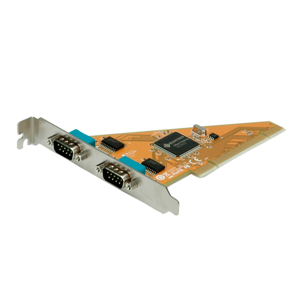 VALUE PCI-Adapterkarte, 2× RS-232 (DB-9) – PCI, Full-Profile – inklusive Treiber, für Windows 95–XP