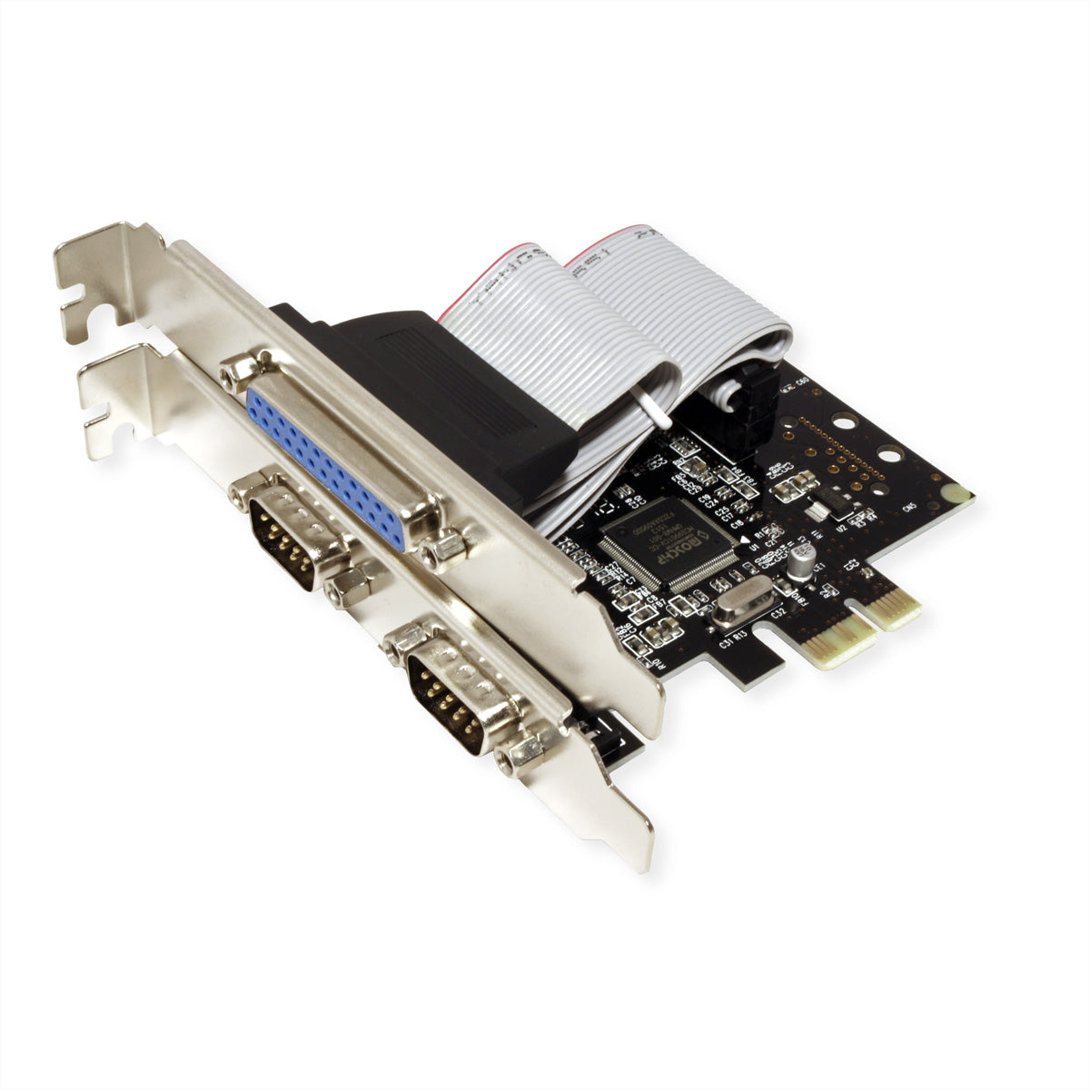 VALUE PCIe Schnittstellenkarte – 2×RS‑232 (DB9), 1×Parallel (DB25, EPP/ECP)