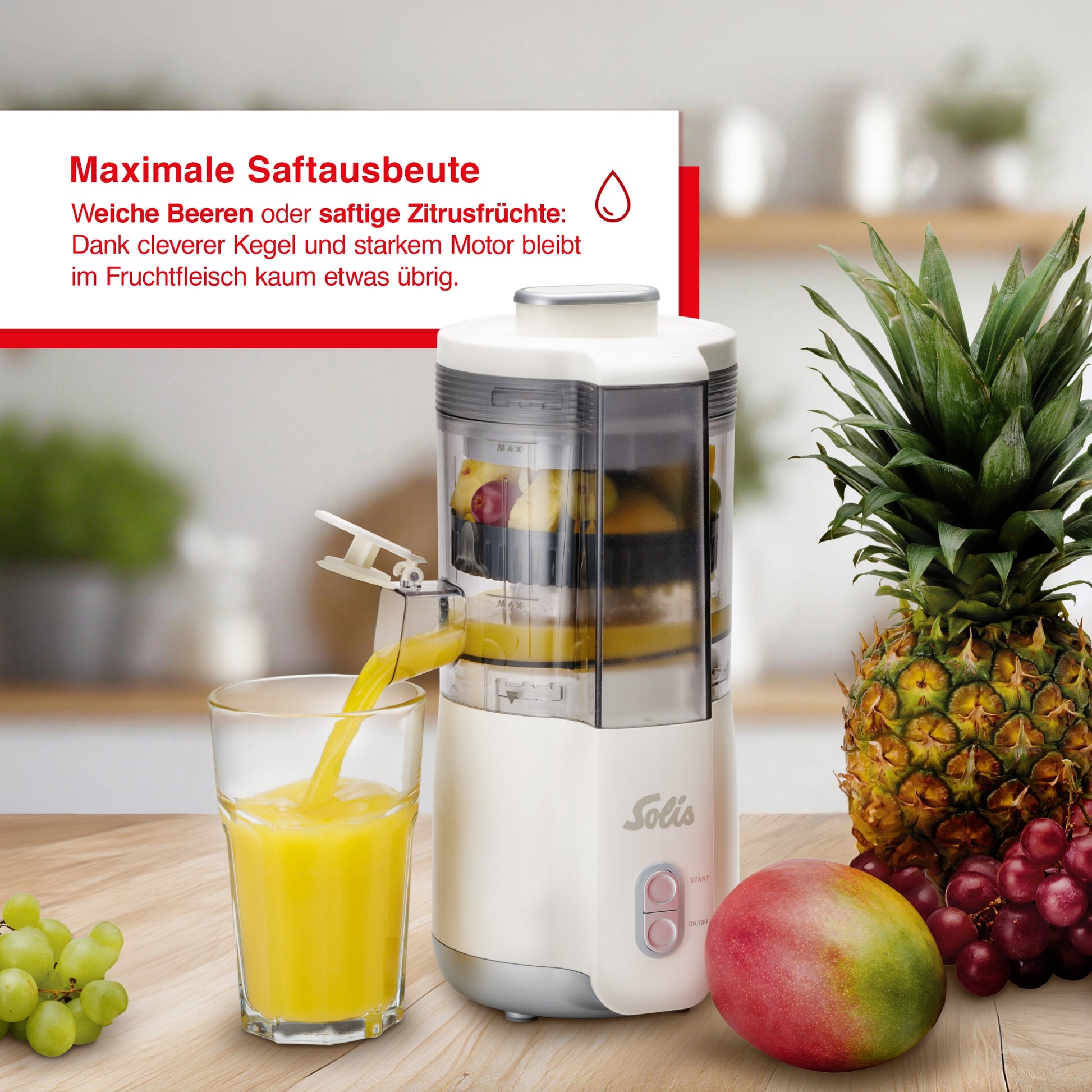 Solis Entsafter Multi JuicerMatic Typ 8455 – 0,3 l Saftbehälter, 100 W, spülmaschinenfest – weiss