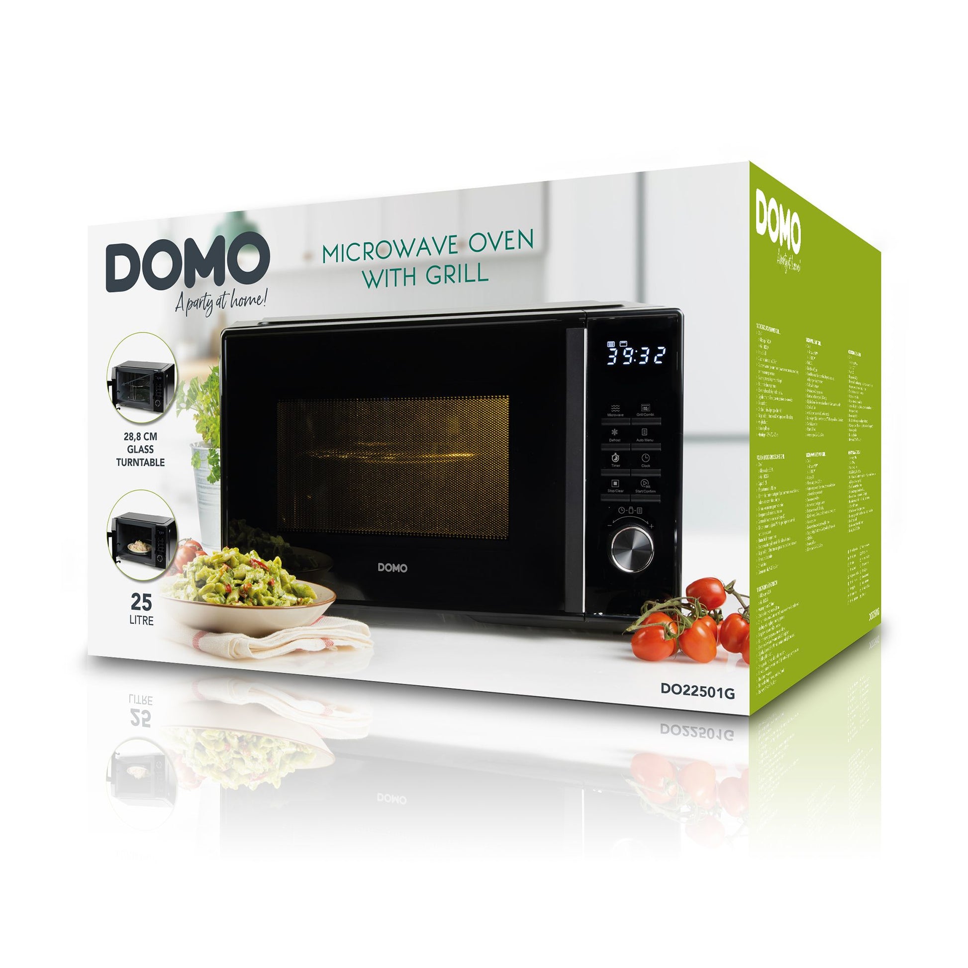 Domo Grill Mikrowelle DO22501G – 25 l, Grill, 1000 W – Schwarz