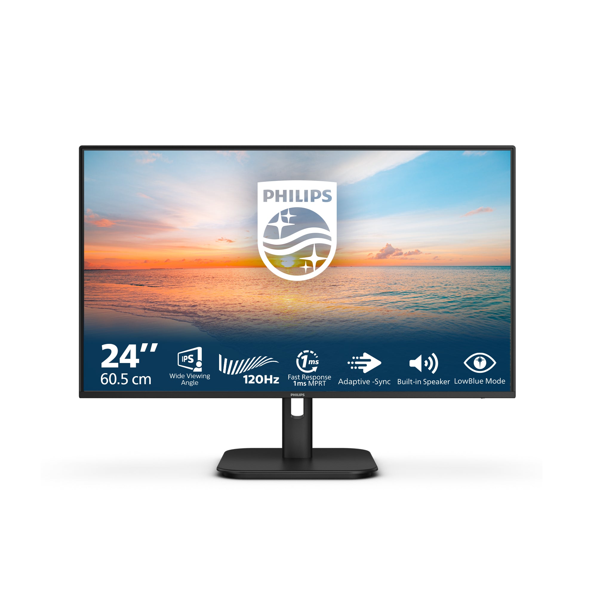 Philips 24E1N1200A/00 – Monitor, 23,8", IPS, 120 Hz, 300 cd/m², Eingebaute Lautsprecher, Schwarz