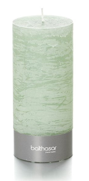 Balthasar Zylinderkerze Rustico – Ø 9 × 20 cm – Paraffin, hellgrün