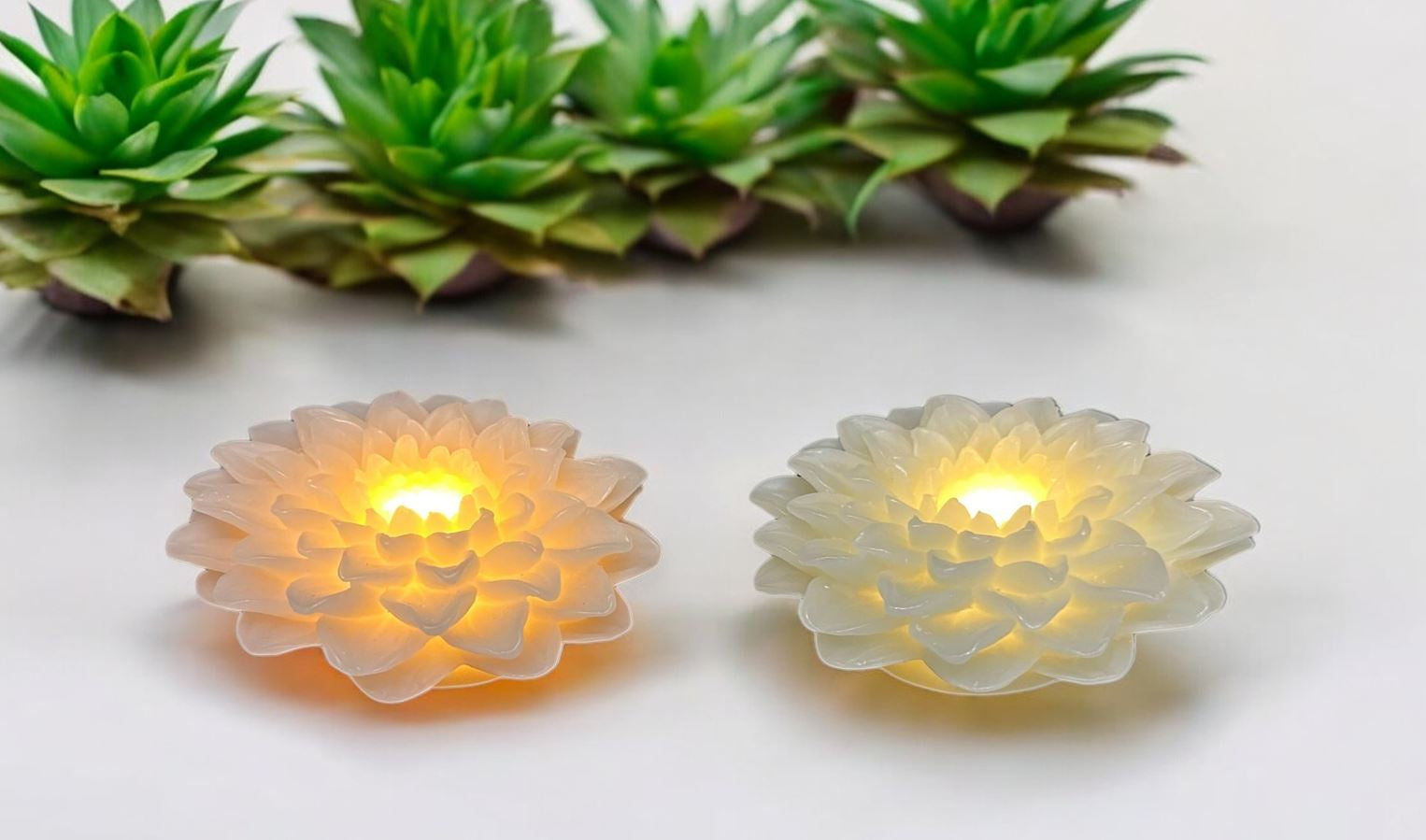 Dameco LED Wachskerze Rose – 2-teilig – Ø 12,5 × 6 cm – Wachs, mehrfarbig