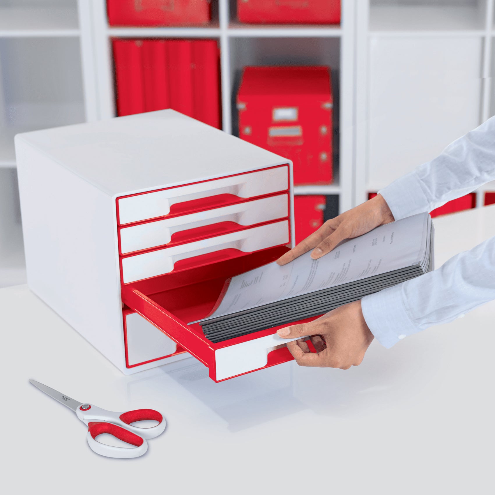 Leitz Schubladenbox Wow Cube – für Format DIN A4 Maxi – 270 × 287 × 363 mm