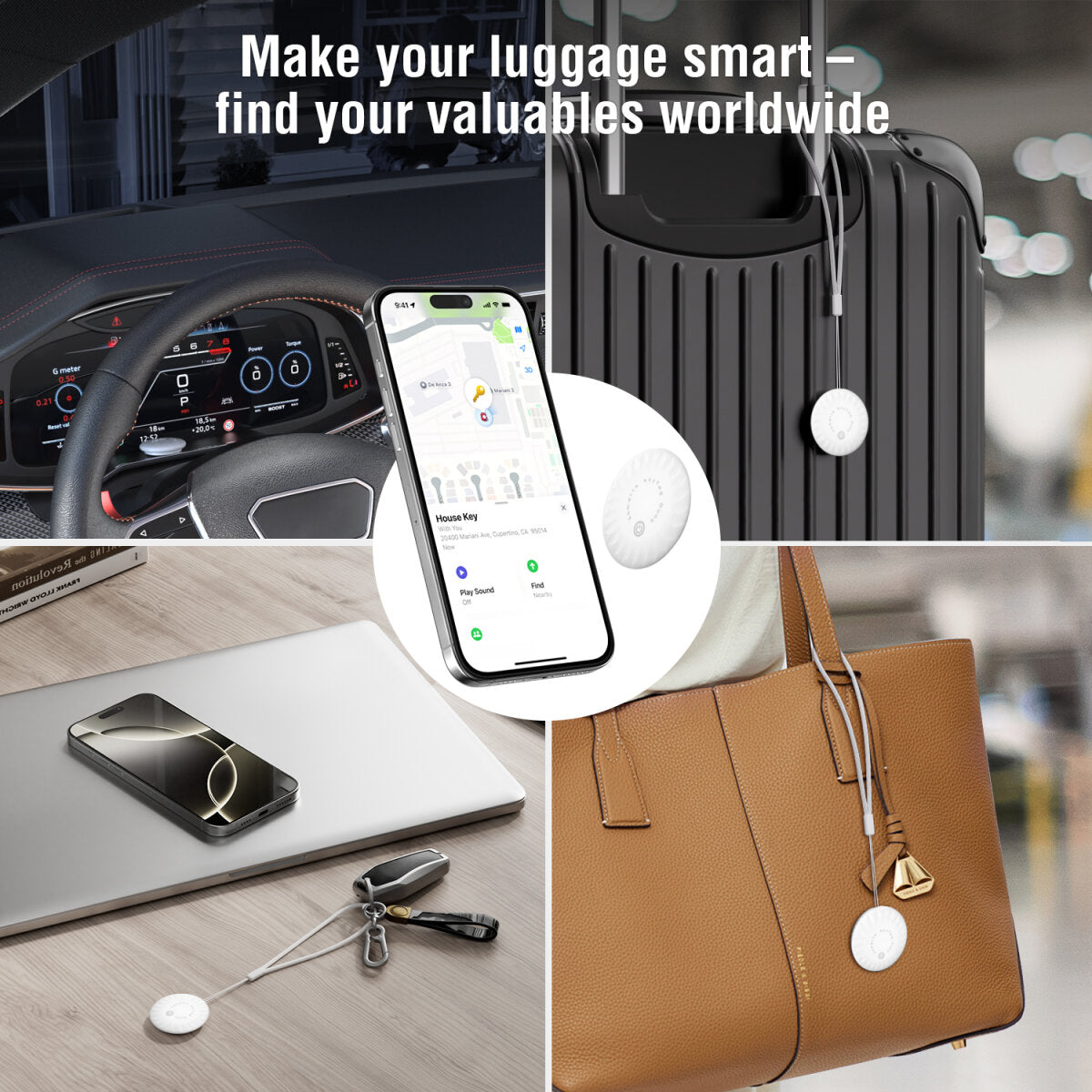 4smarts SkyTag Card Duos ReCharge – Standort-Finder – Bluetooth 5,3, 50 m Reichweite, IPX5, Schwarz