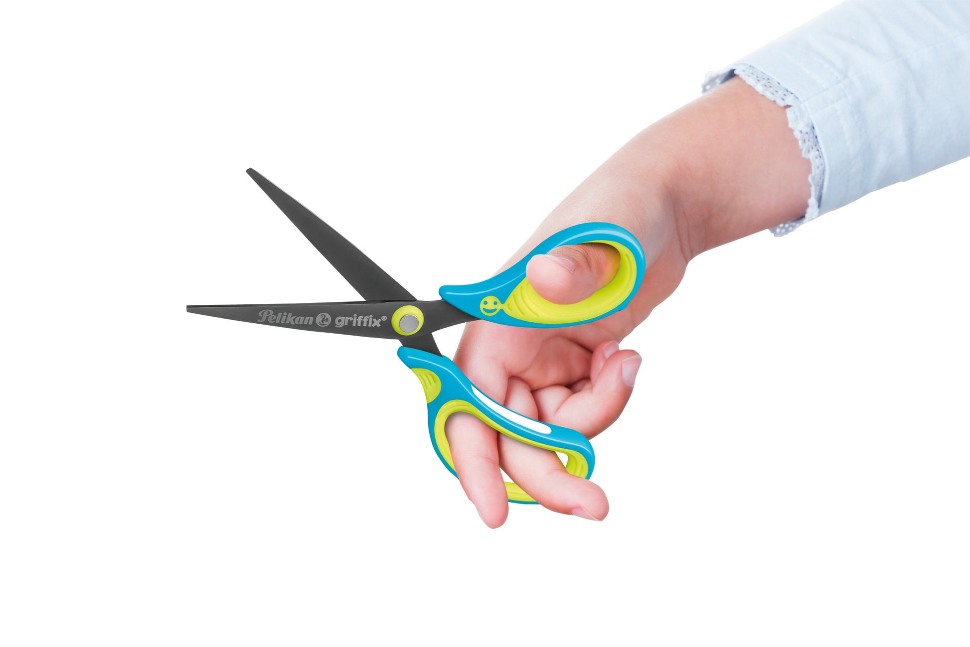 Pelikan Griffix Kinderschere – Stahl, Titannitrid-beschichtet, ergonomischer Griff, farbig sortiert, 12 Stk.