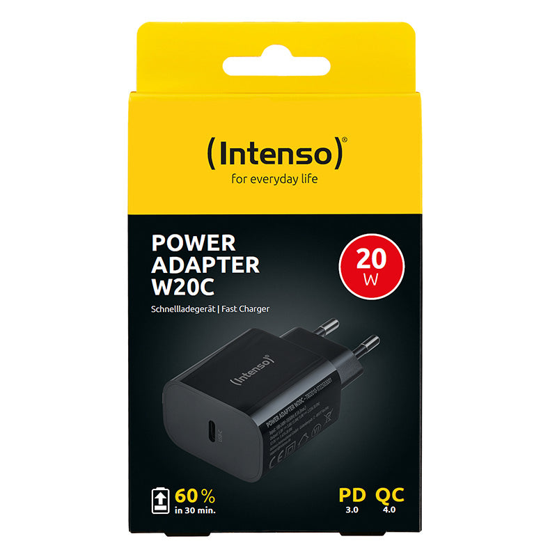 Intenso W20C USB-Ladegerät 20 W – USB-C×1 – für Smartphones und Tablets – Schwarz