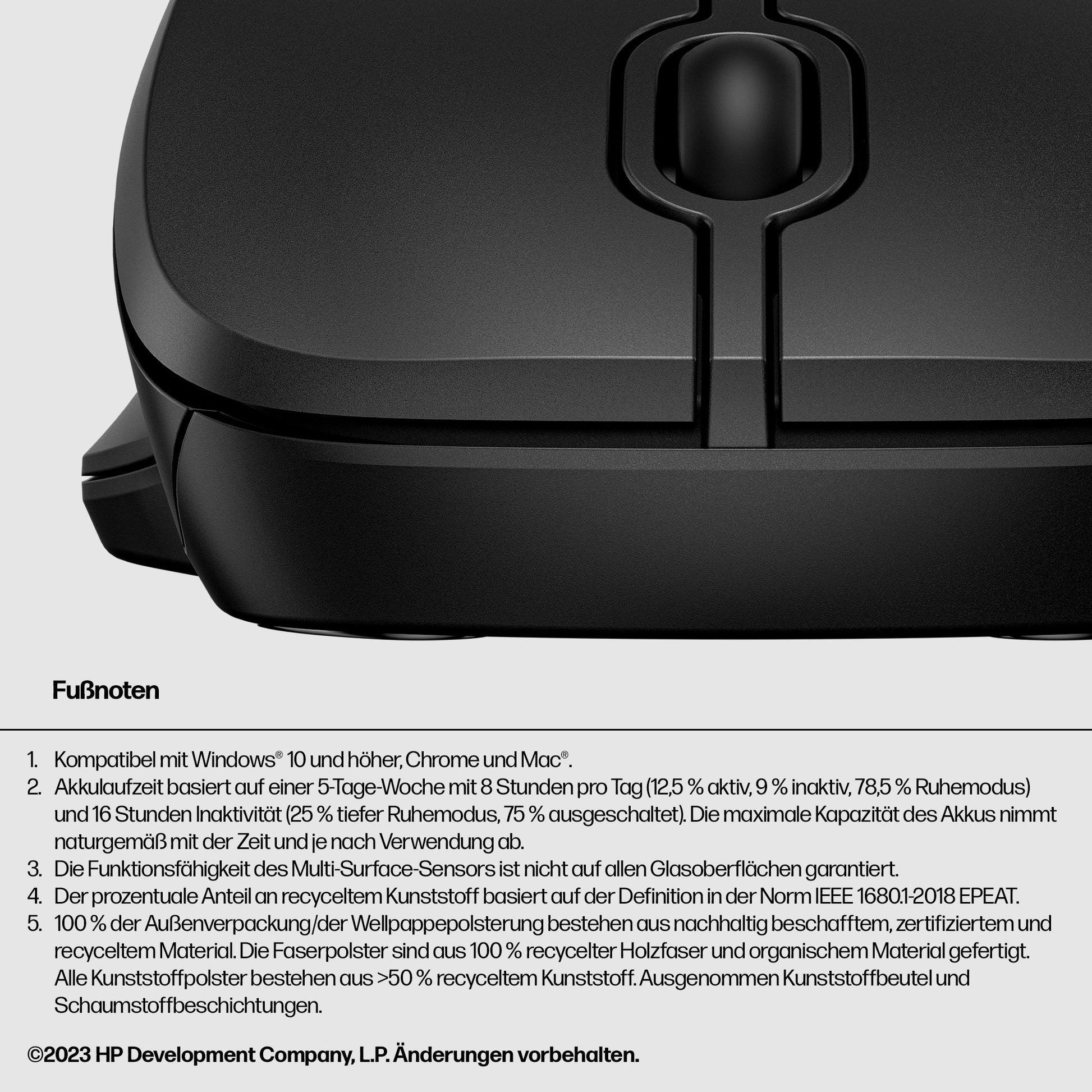 HP 255 – Maus – Kabellos (Bluetooth/2,4 GHz), 1600 DPI, beidhändig, Schwarz