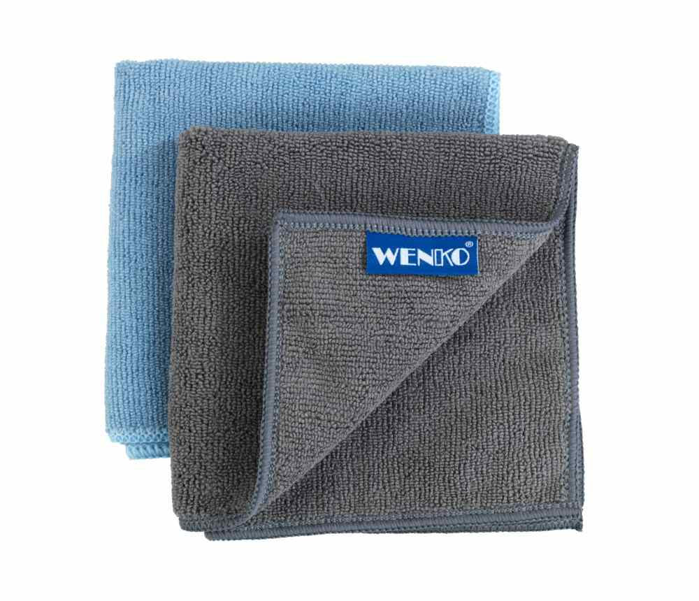 Wenko Mikrofasertuch Miko – grau – 30 × 30 cm – Polyester – 2er-Set