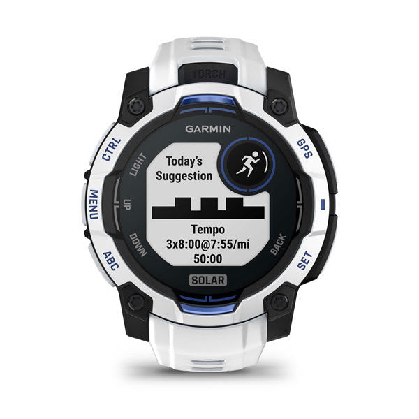 Garmin Instinct 3 45 mm GPS – FRP Weiss, Sportband Weiss, 100 m, für iPhone und Android