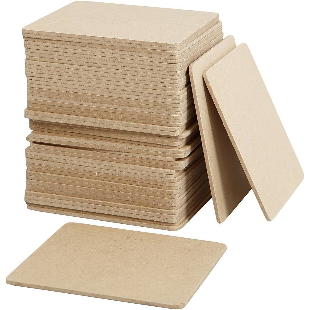 Creativ Company Untersetzer – 50er Set, 10,0 × 10,0 × 0,3 cm, Holz (MDF), Braun