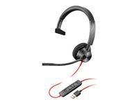 Poly Blackwire 3310 Office-Headset – On-Ear, Mono, Kabel, USB-C, MS Teams zertifiziert, Schwarz