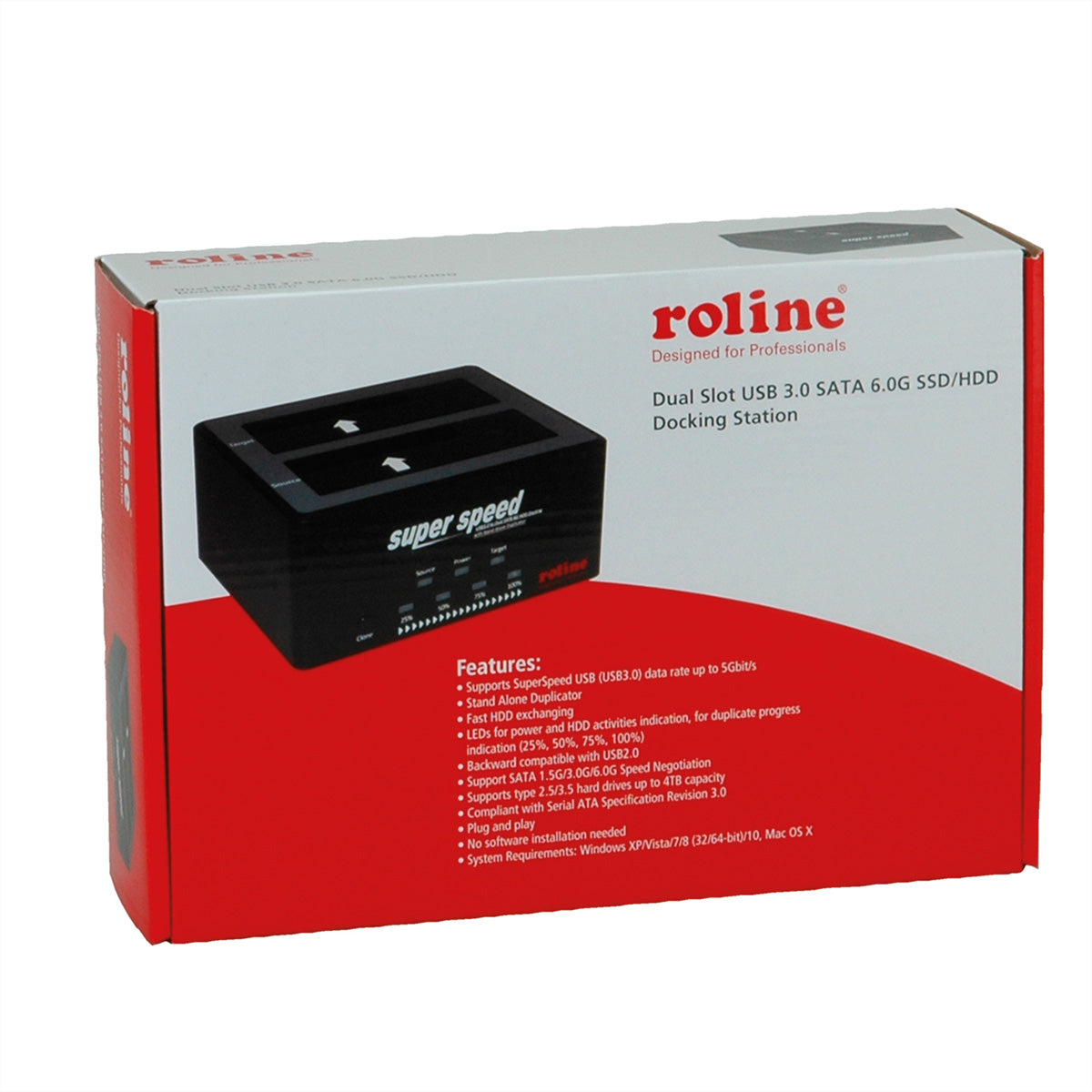 ROLINE HDD/SSD Dockingstation – USB-A, für Windows/Mac