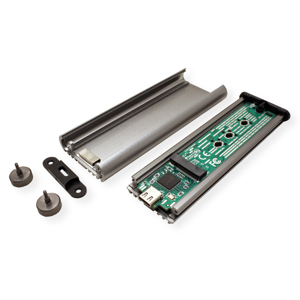 ROLINE Externes M.2 NVMe SSD-Gehäuse – 1-Bay – USB 3.2 Gen2x2, USB Typ-C, für M.2 2230–2280 (M-Key, NVMe)
