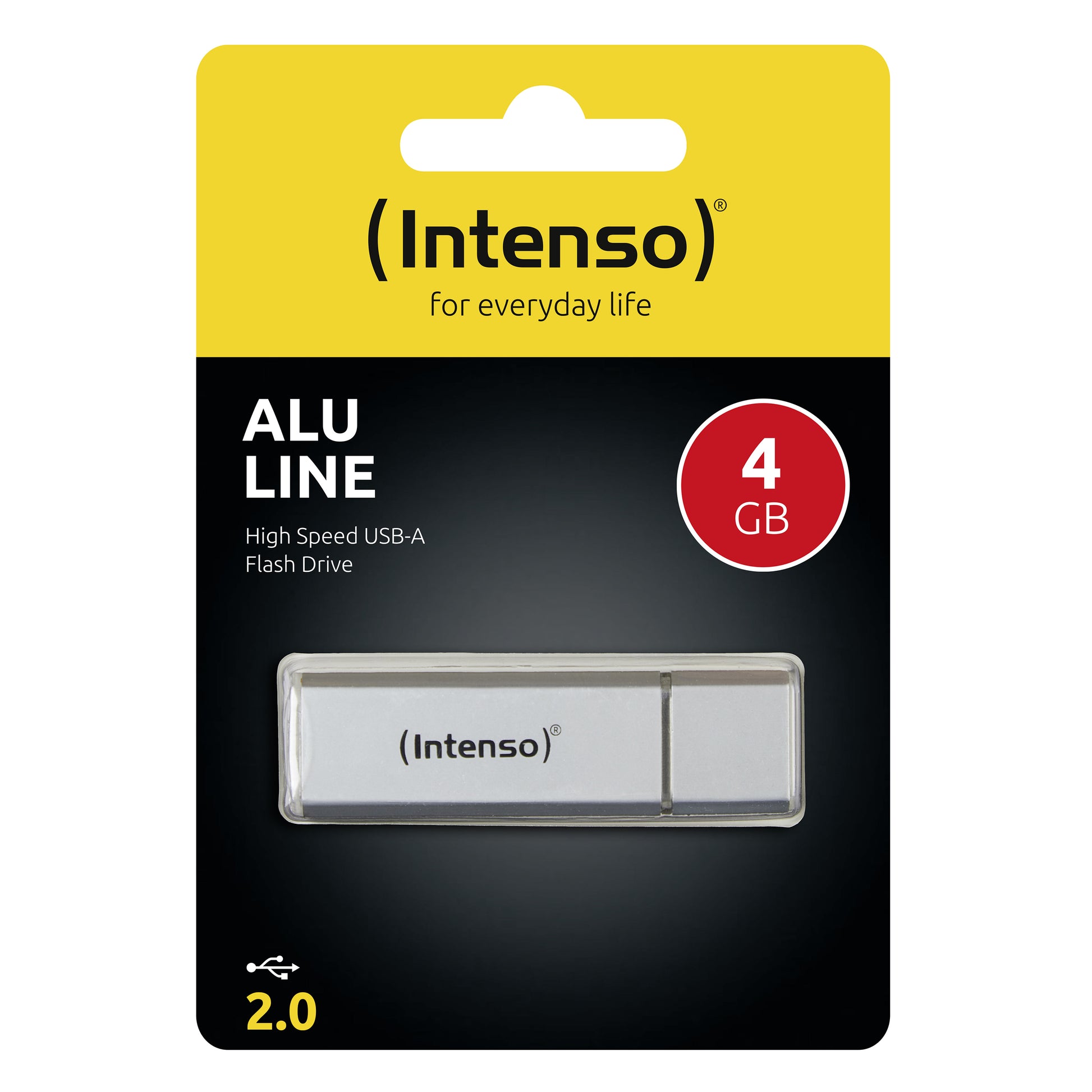 Intenso Alu Line – USB-Stick 4 GB, USB 2.0 Typ A, Kappe, Aluminium, Silber