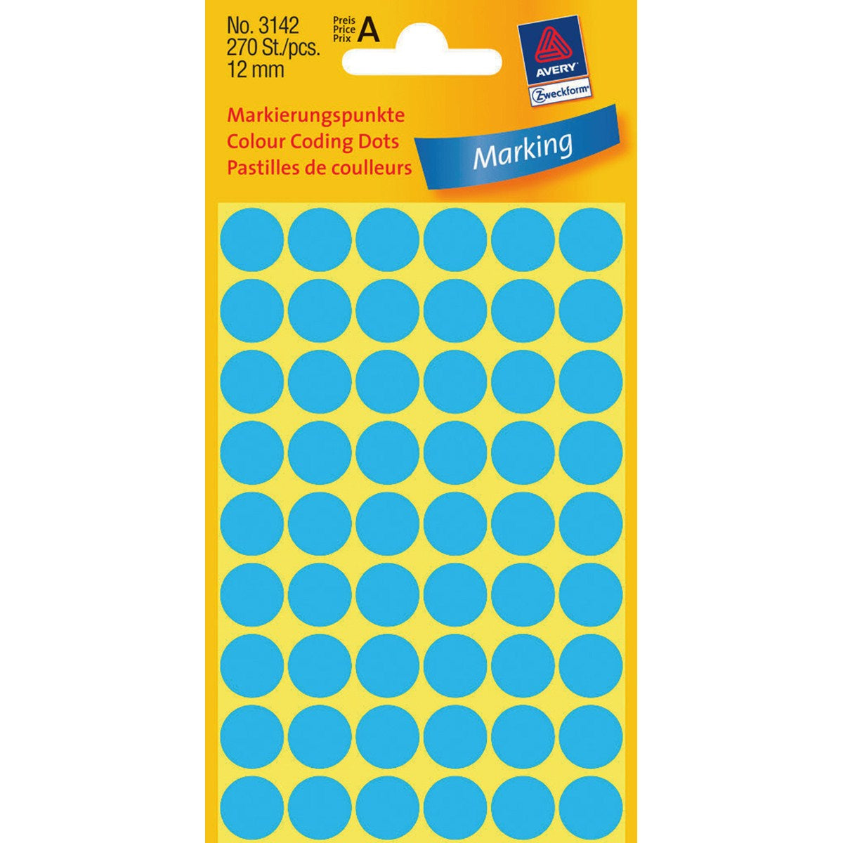 AVERY Zweckform Farbpunkte – Ø 12 mm, permanent, blau, 5 Blatt (270 Stk.)