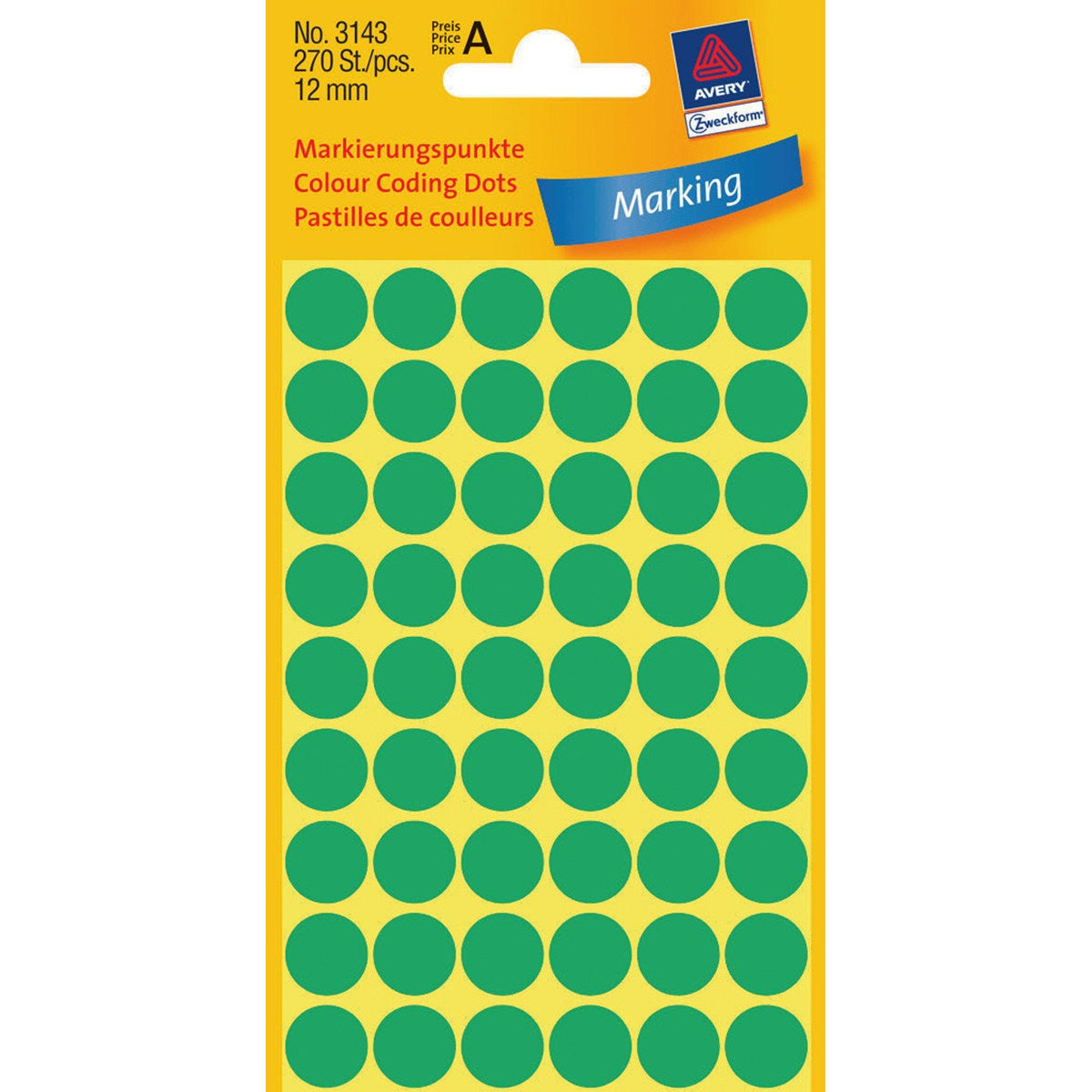 AVERY Zweckform Haftetiketten – rund Ø 12 mm, permanent, grün, 5 Blatt (270 Stk.)