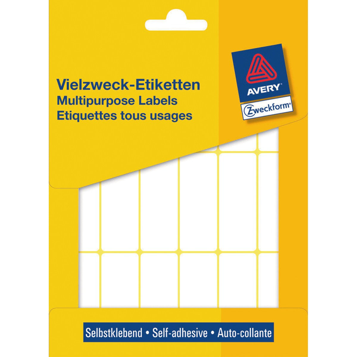 AVERY Zweckform Haftetiketten – rechteckig, abgerundete Ecken 50 × 19 mm, permanent, weiss, 27 Blätter (486 Stk)