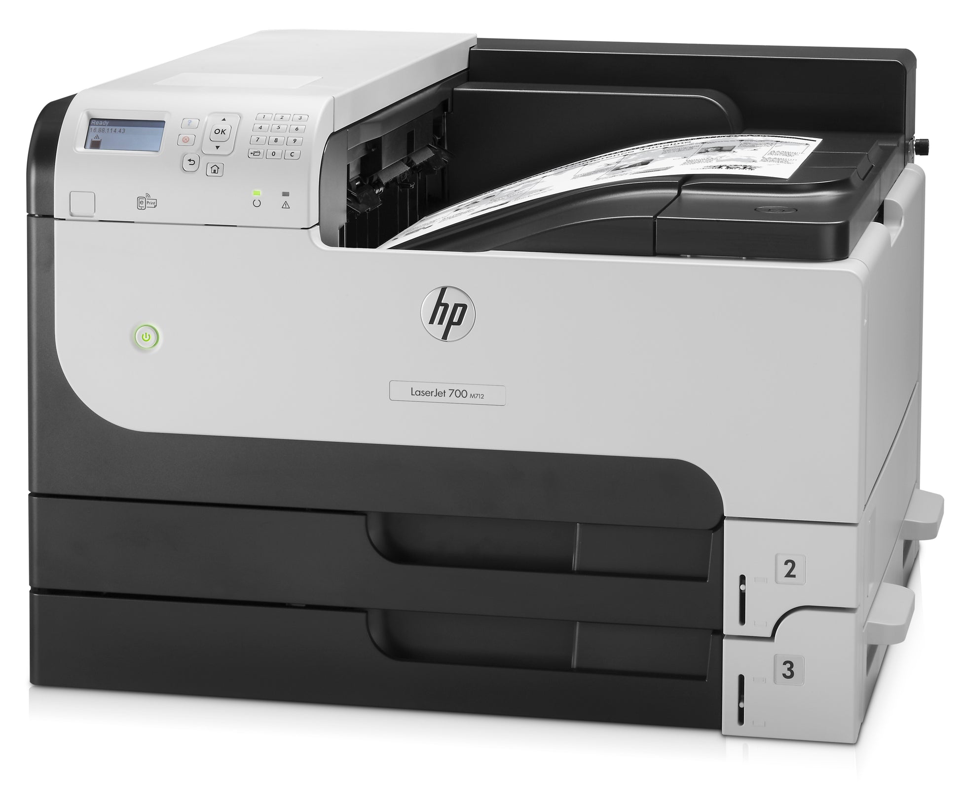 HP LaserJet Enterprise 700 M712dn – A3, S/W, Duplex, 41 S./Min., 1200 × 1200 dpi, LAN/USB, Papier: 600 Blatt