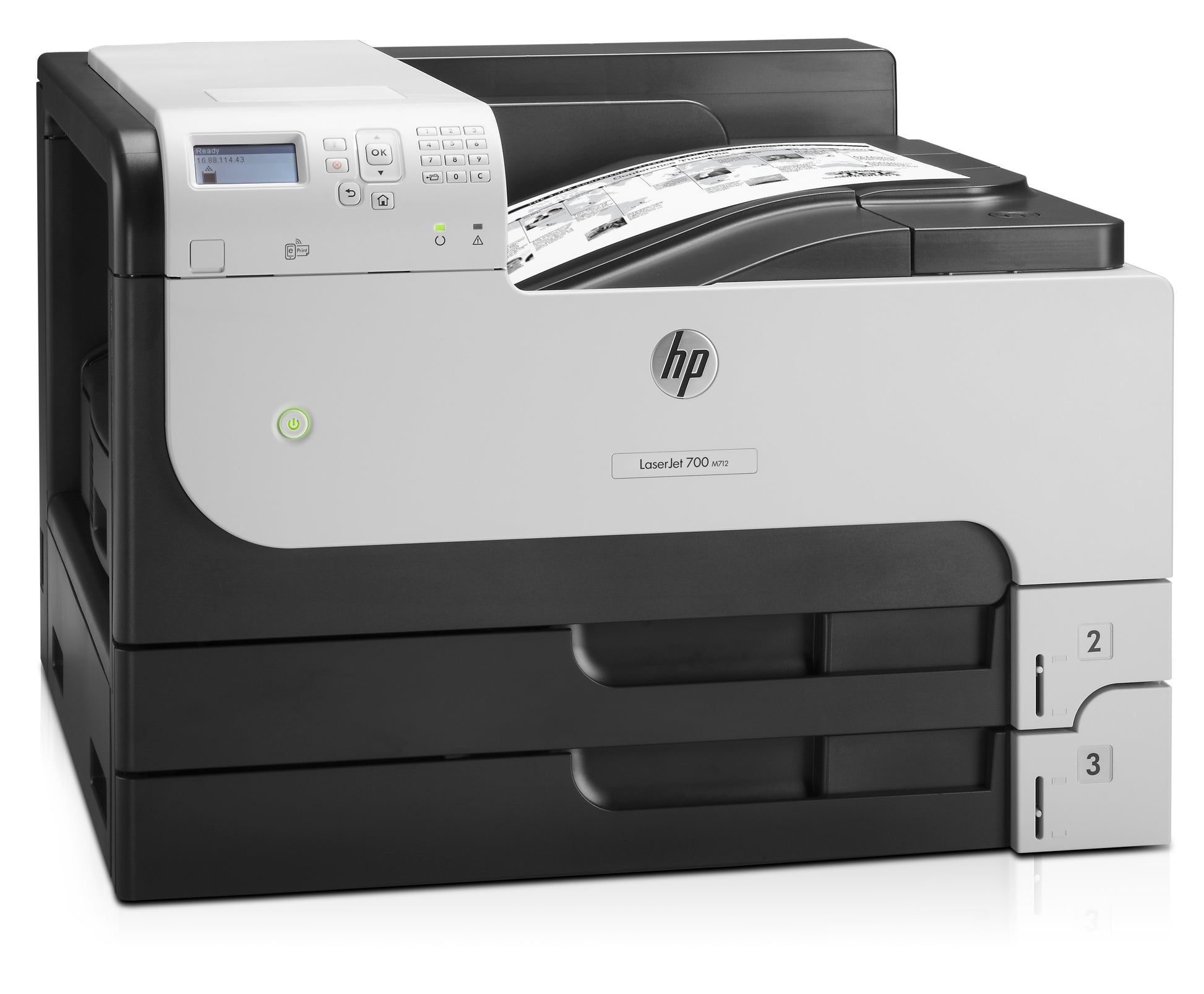 HP LaserJet Enterprise 700 M712dn – A3, S/W, Duplex, 41 S./Min., 1200 × 1200 dpi, LAN/USB, Papier: 600 Blatt