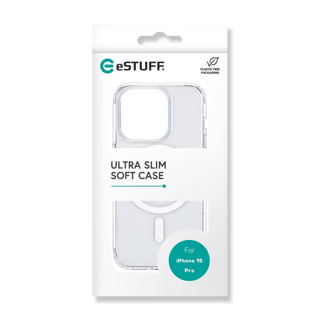 eSTUFF BERLIN Backcover – für Apple iPhone 15 Pro, MagSafe, TPU, Transparent