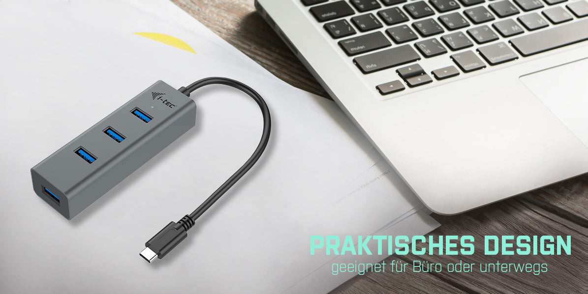 i-tec Metal USB-Hub – USB-C, 4× USB-A, für Windows/Mac/Linux