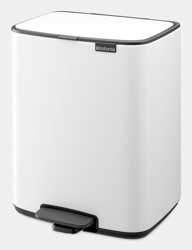 Brabantia Papierkorb Bo – 12 l – Stahl, weiss – B × H × T 292 × 369 × 263 mm