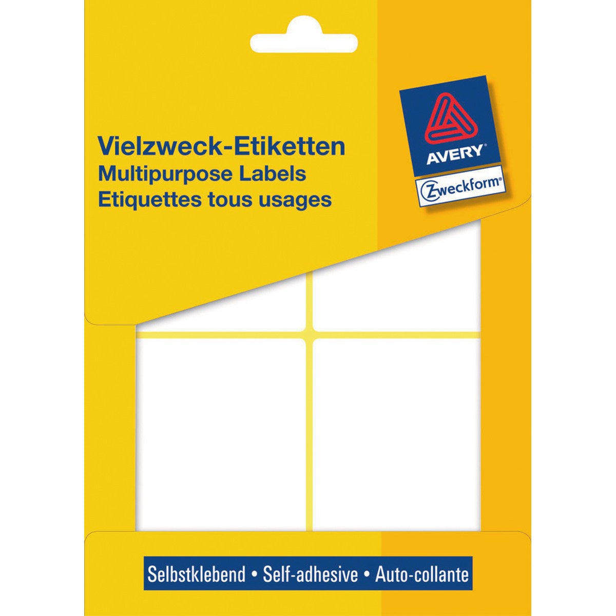 AVERY Zweckform Haftetiketten – rechteckig, abgerundete Ecken 80 × 54 mm, permanent, weiss, 28 Blatt