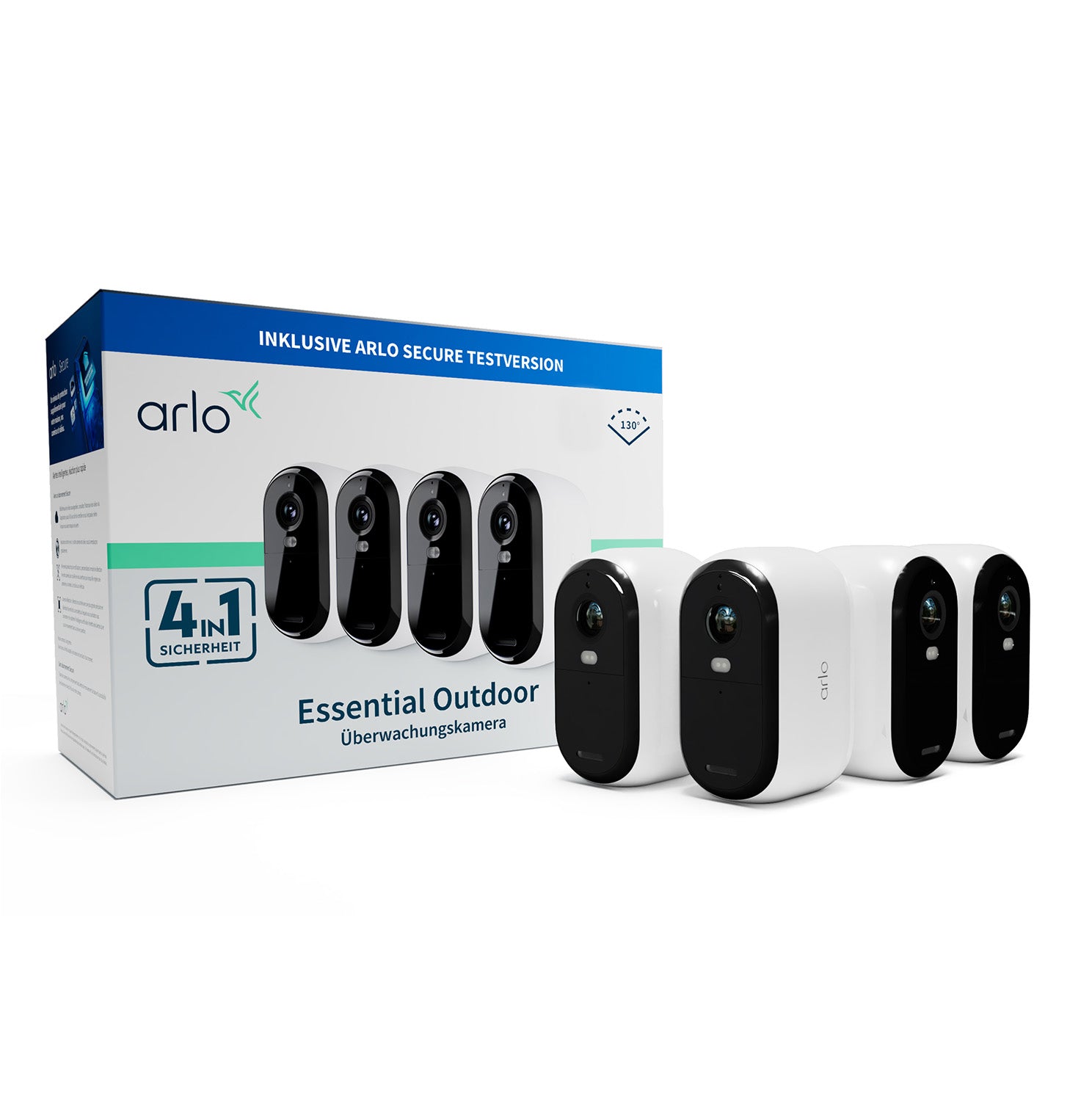 Arlo VMC2450 Wildkamera – 2 MP, Reichweite 7 m, Akku, Weiss, 4er-Pack