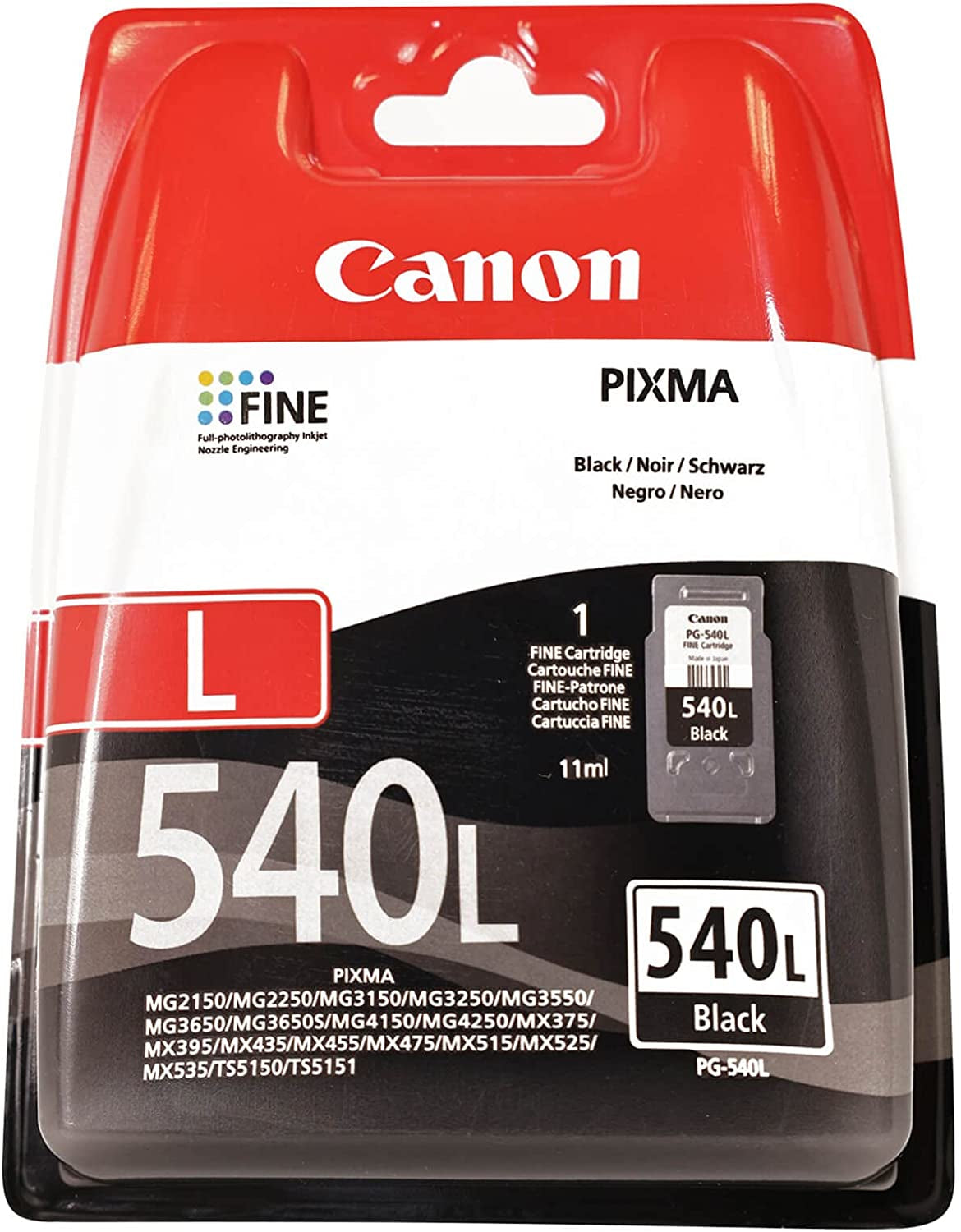 Canon Tintenpatrone PG-540L, Schwarz, 300 Seiten – für Tintenstrahl- und Multifunktionsdrucker