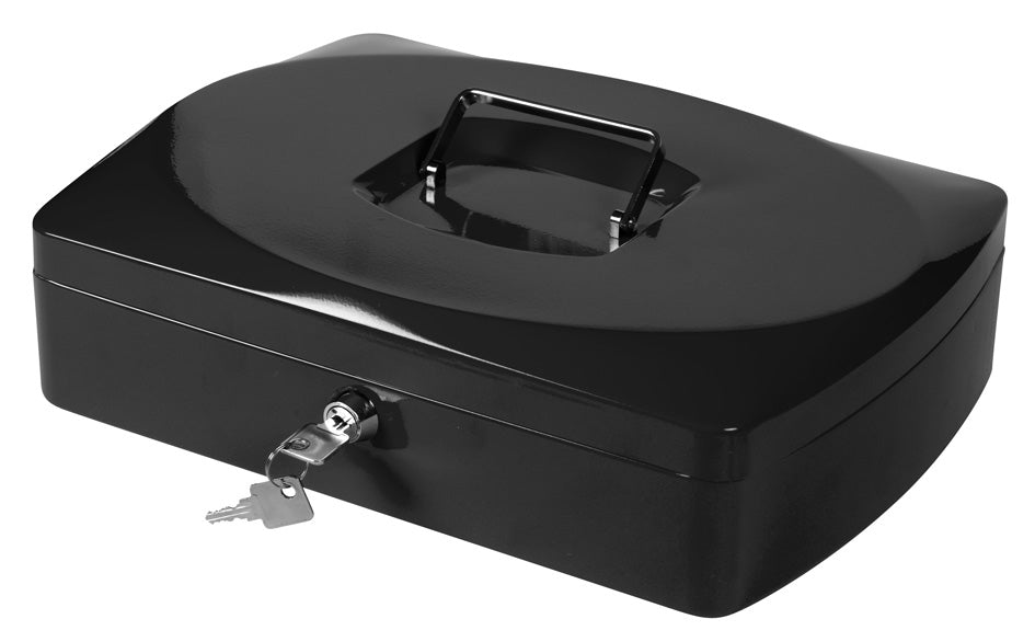 Q-Connect – Geldkassette – mit Schlüssel – 30 × 21,7 × 10 cm – Schwarz – Stahl