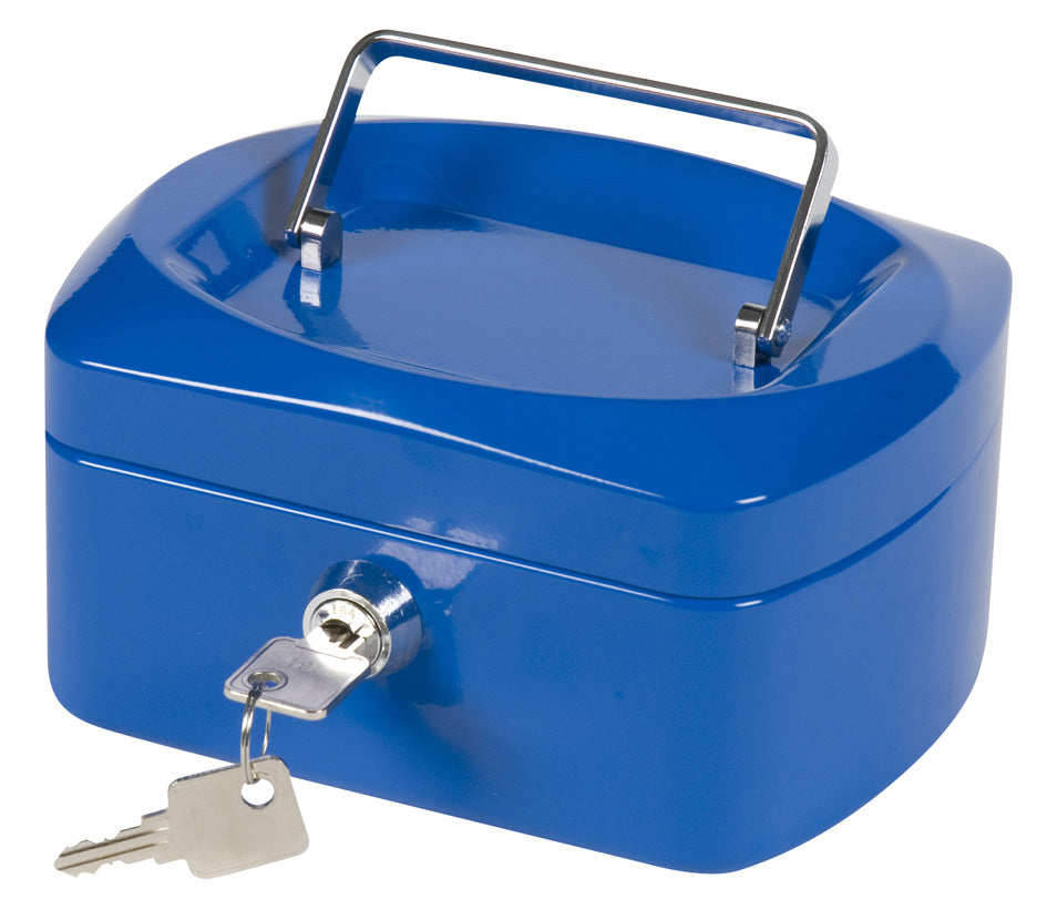 Q-Connect – Geldkassette – mit Schlüssel – 15,3 × 12 × 7 cm – Blau – Stahl