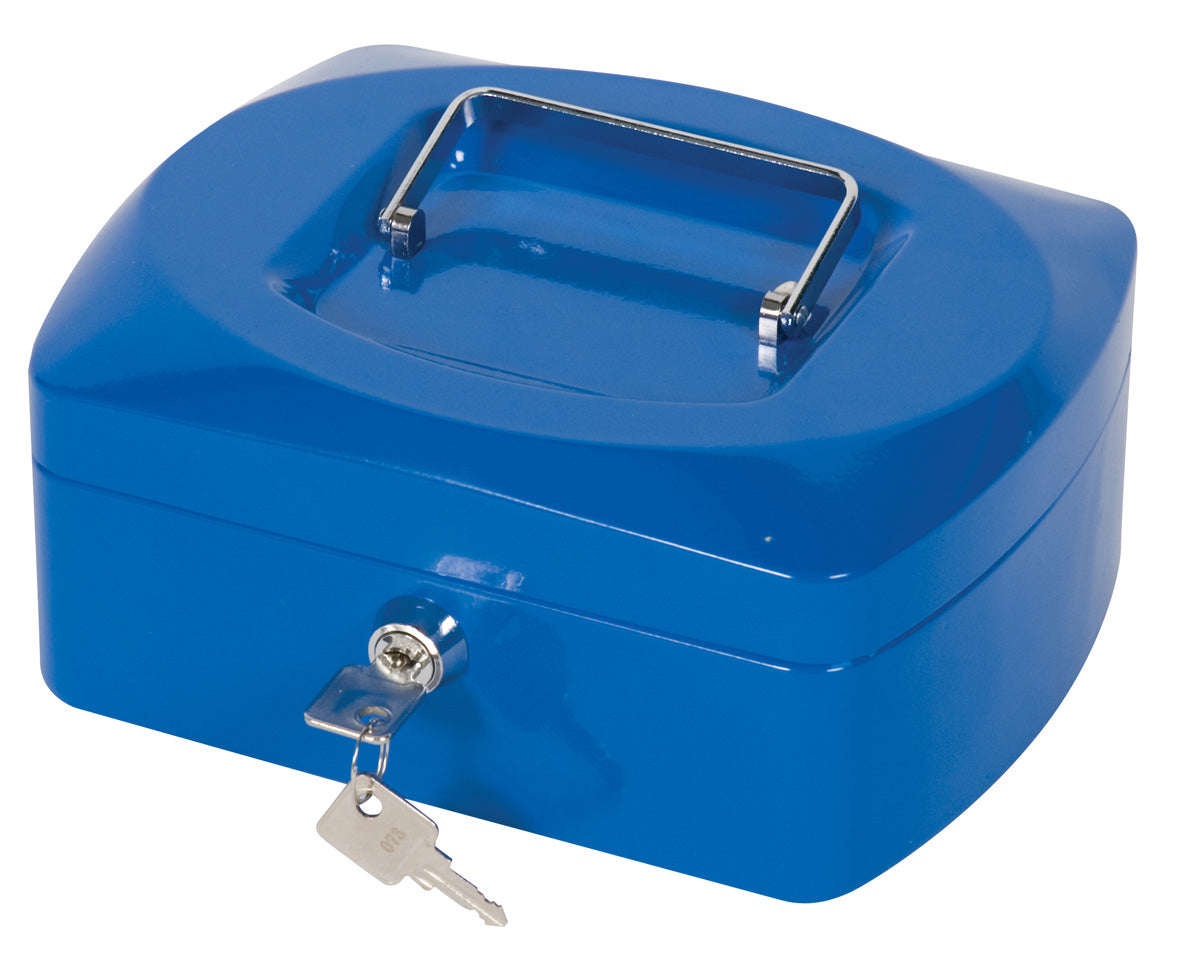Q-Connect – Geldkassette – mit Schlüssel – 20,7 × 15,7 × 7,7 cm – Blau – Stahl