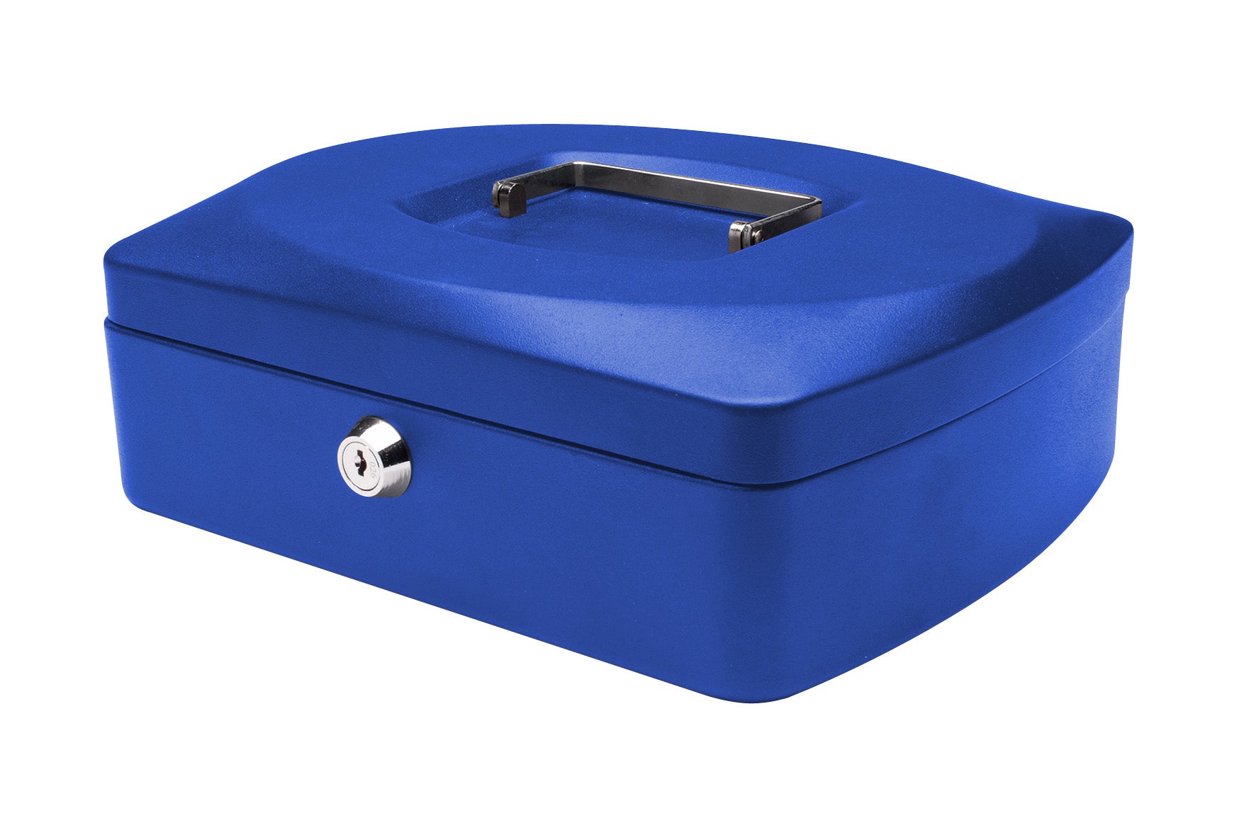 Q-Connect – Geldkassette – mit Schlüssel – 26,2 × 19,2 × 8,2 cm – Blau – Stahl