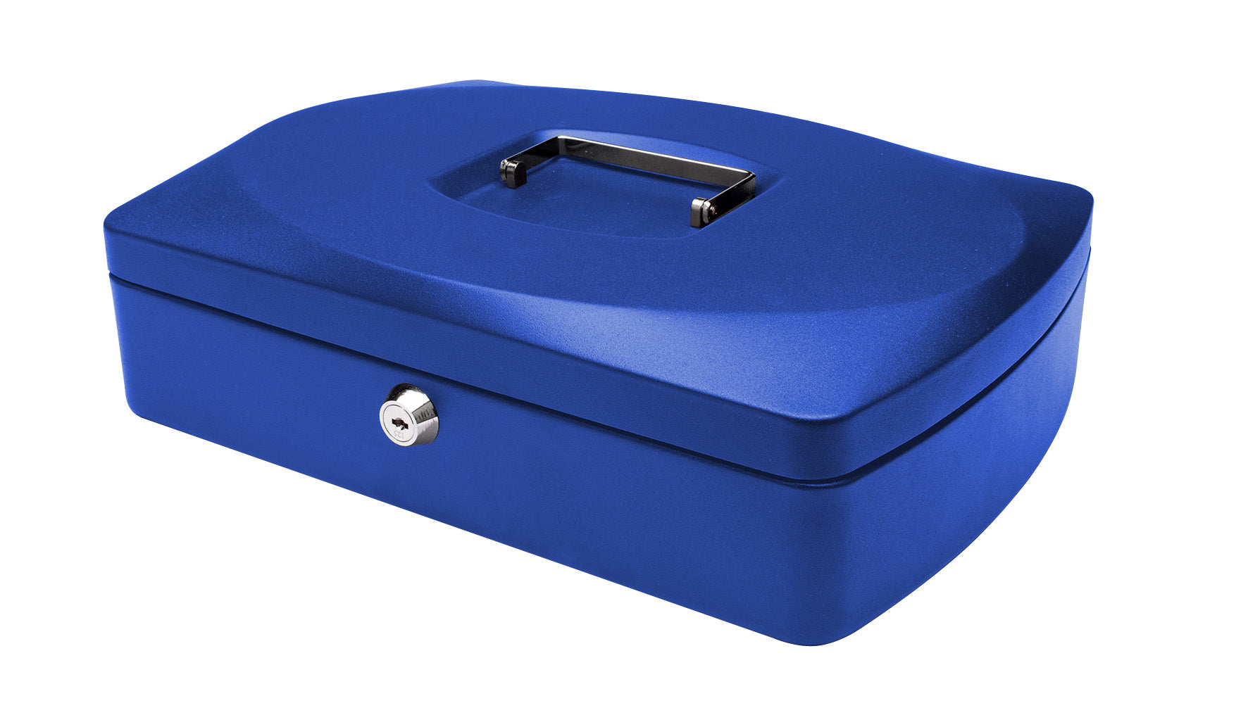 Q-Connect – Geldkassette – mit Schlüssel – 30 × 21,7 × 10 cm – Blau – Stahl