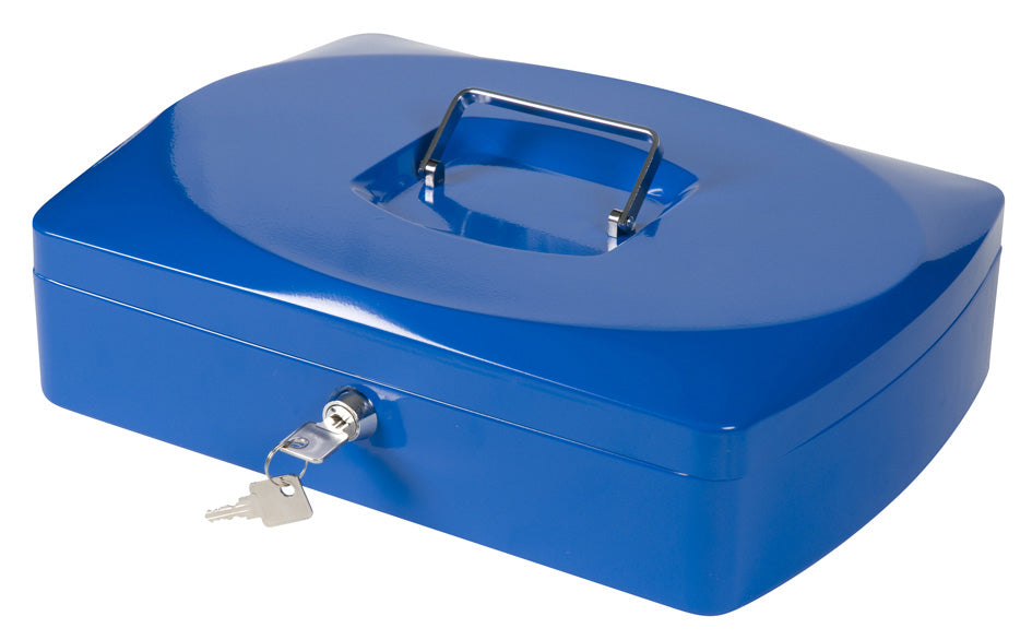 Q-Connect – Geldkassette – mit Schlüssel – 30 × 21,7 × 10 cm – Blau – Stahl