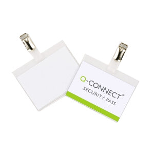 Q-CONNECT Namensschild – 90 × 60 mm, Kunststoff, transparent, mit Clip – 25 Stück