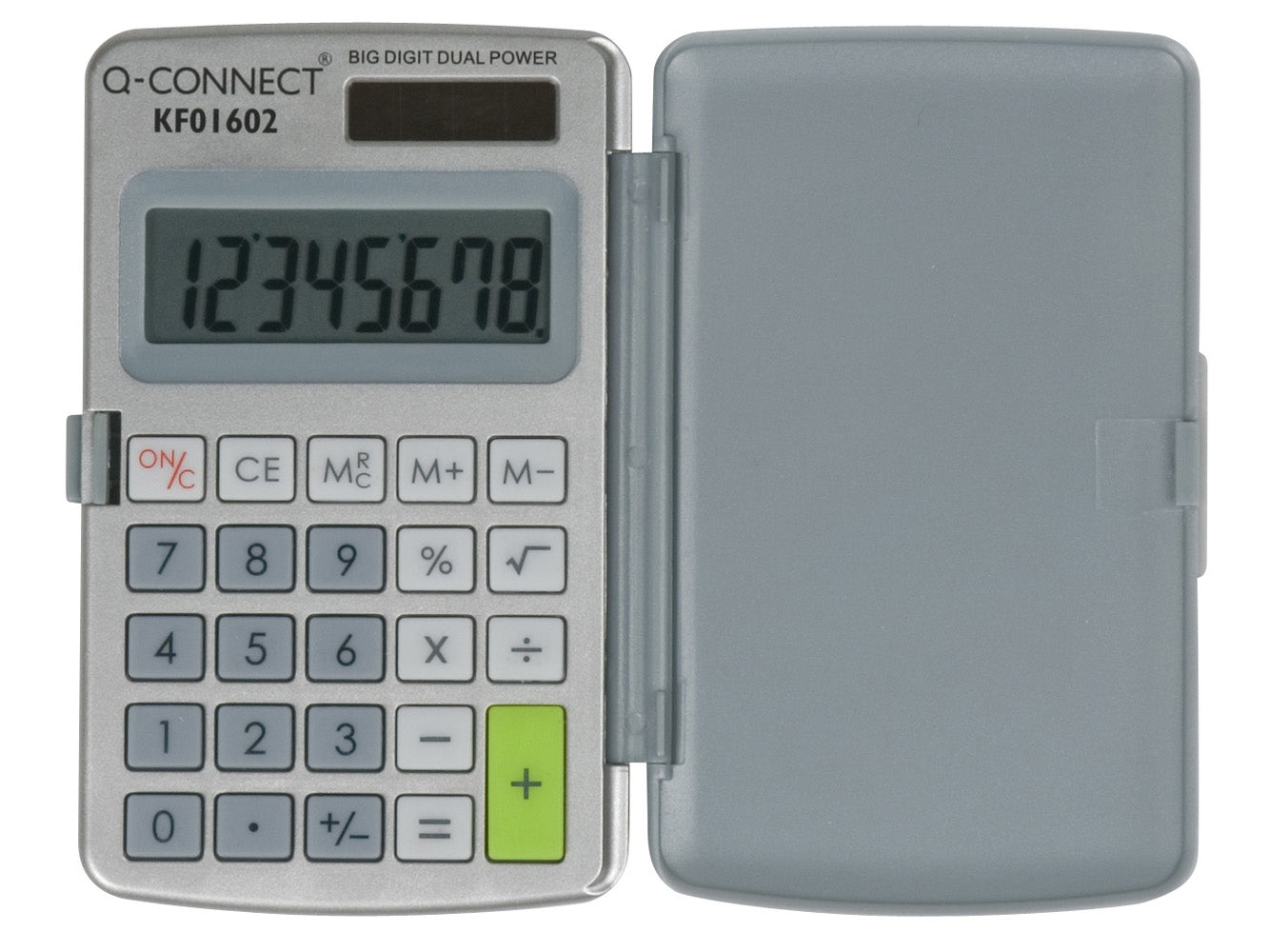 Q-CONNECT Taschenrechner KF01602 – 8-stellig, LCD, Solar, Prozent, 70×115×7 mm