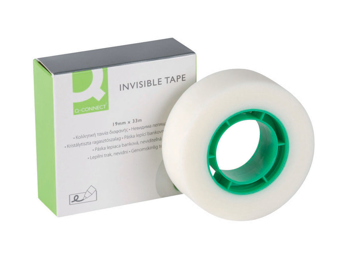 Q-Connect Klebeband – permanent, matt, unsichtbar, 19 mm × 33 m