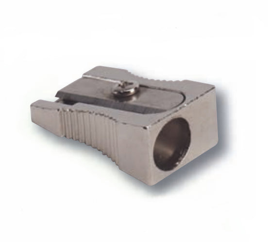 Q-CONNECT Spitzer – manuell, 1-Loch, ohne Behälter, für Blei- & Buntstifte Ø 8 mm, Metall, silber