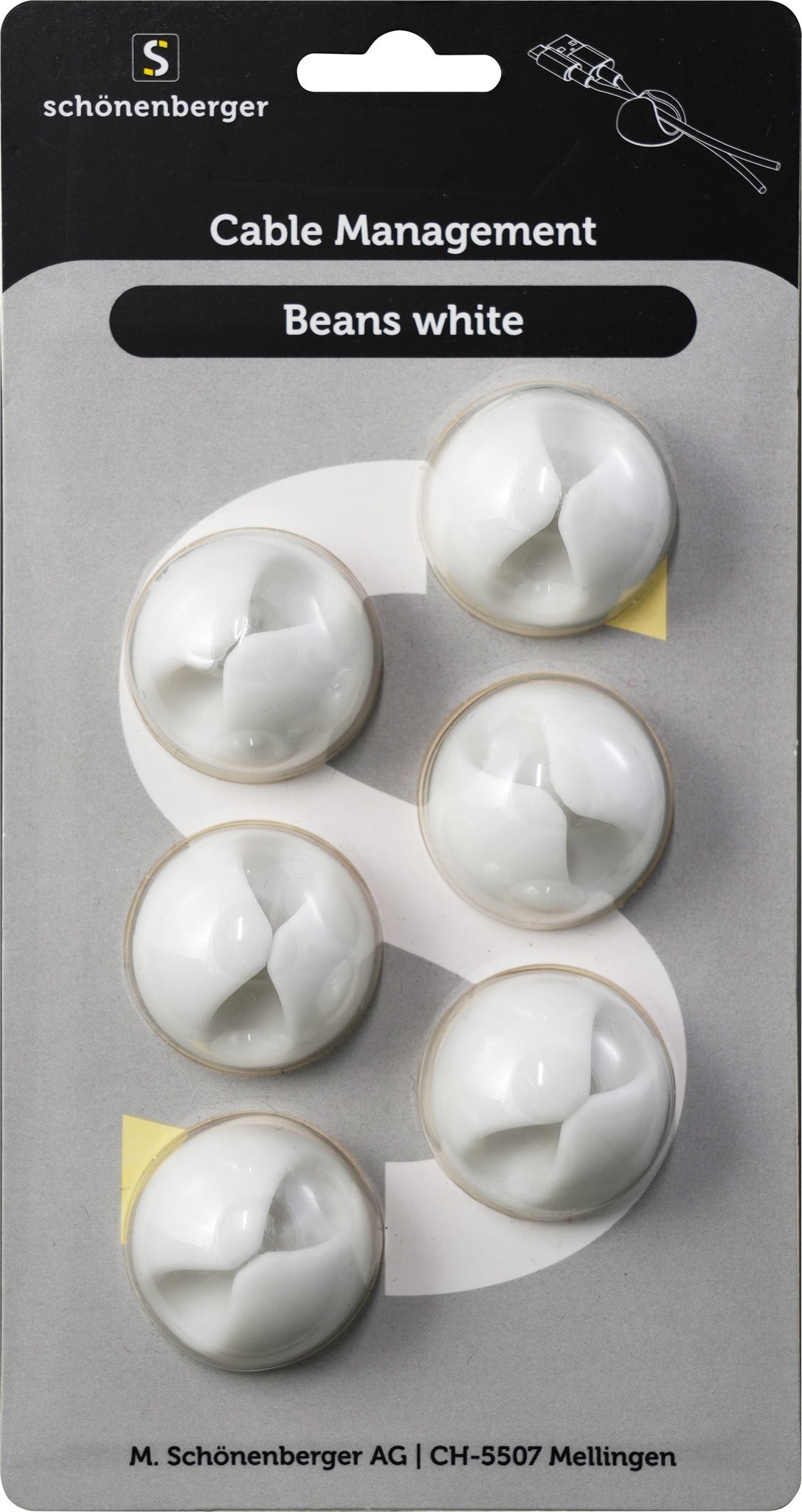 M. Schönenberger Kabelhalter, Kunststoff, 29×29×15 mm, 6er-Pack – weiss