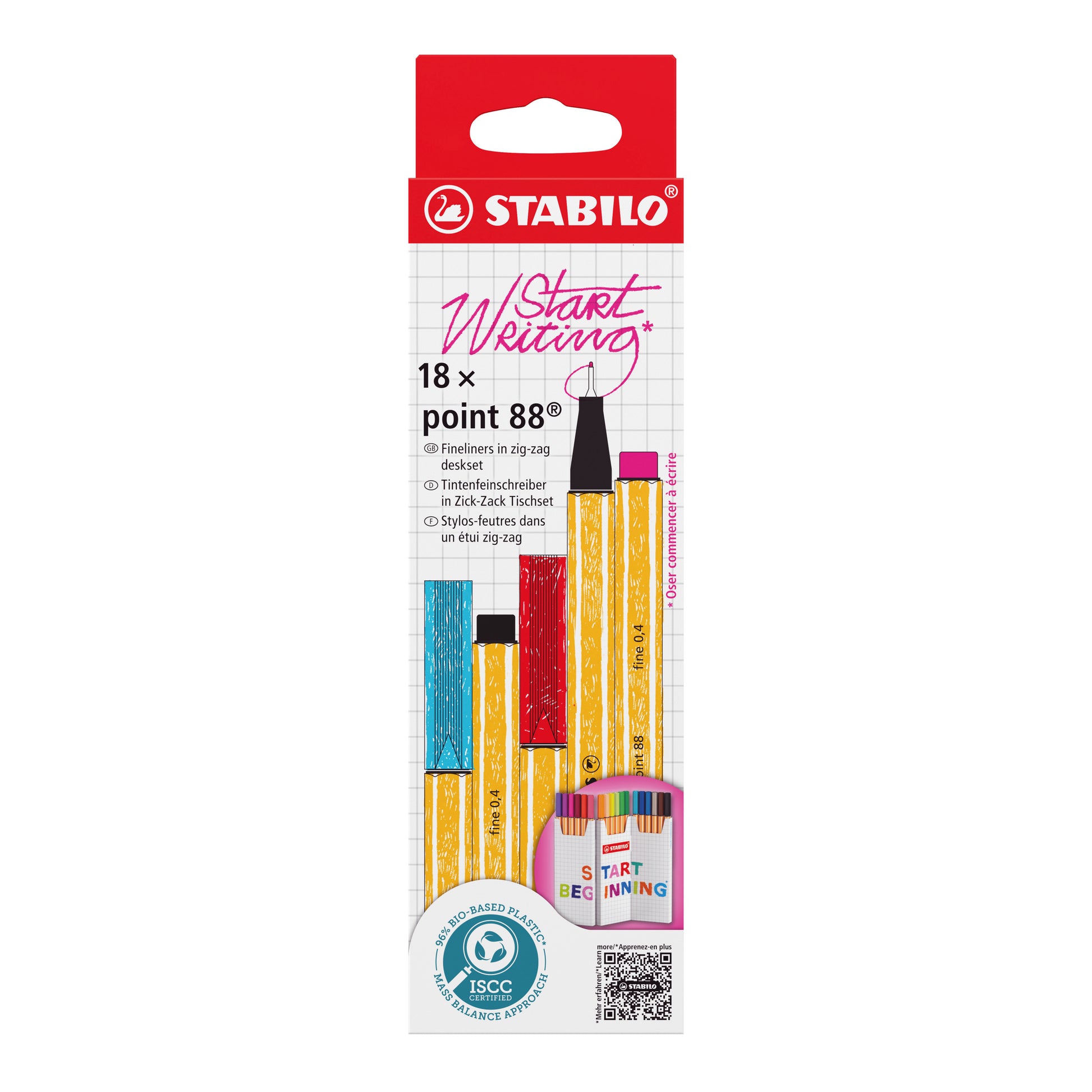 STABILO Fineliner – 18er-Set 0,4 mm – 18 Farben, sortiert